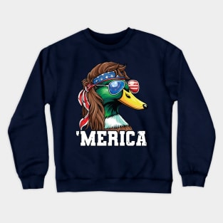 Merica Mullet Mallard Duck 4th of July Crewneck Sweatshirt